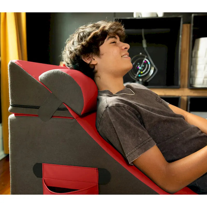 Jaxx Flexx V-Tex Convertible 3 in 1 Gamer Chair, Table, & Ottoman w/ Adjustable Headrest - Vinyl