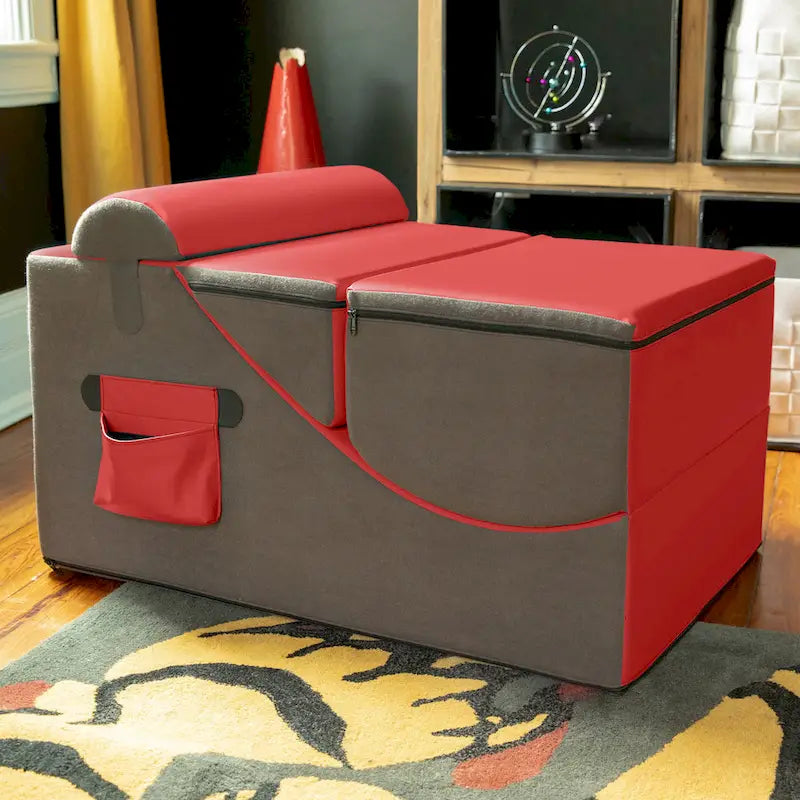 Jaxx Flexx V-Tex Convertible 3 in 1 Gamer Chair, Table, & Ottoman w/ Adjustable Headrest - Vinyl