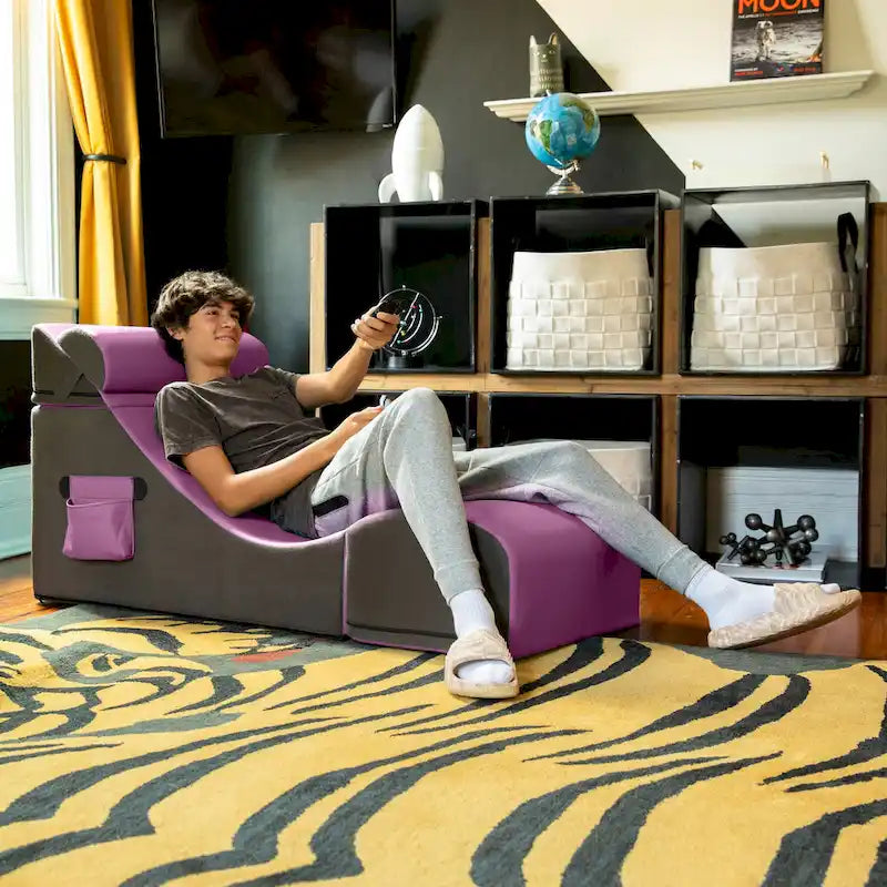 Jaxx Flexx V-Tex Convertible 3 in 1 Gamer Chair, Table, & Ottoman w/ Adjustable Headrest - Vinyl