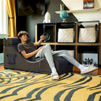Jaxx Flexx V-Tex Convertible 3 in 1 Gamer Chair, Table, & Ottoman w/ Adjustable Headrest - Vinyl