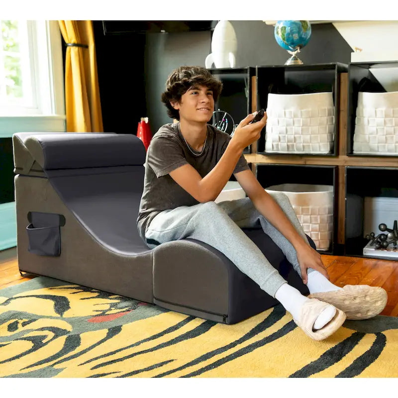 Jaxx Flexx V-Tex Convertible 3 in 1 Gamer Chair, Table, & Ottoman w/ Adjustable Headrest - Vinyl
