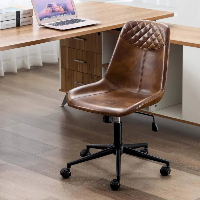 Curved Faux Leather Task Chair Air Lift Office Chair