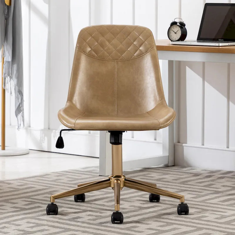 Curved Faux Leather Task Chair Air Lift Office Chair