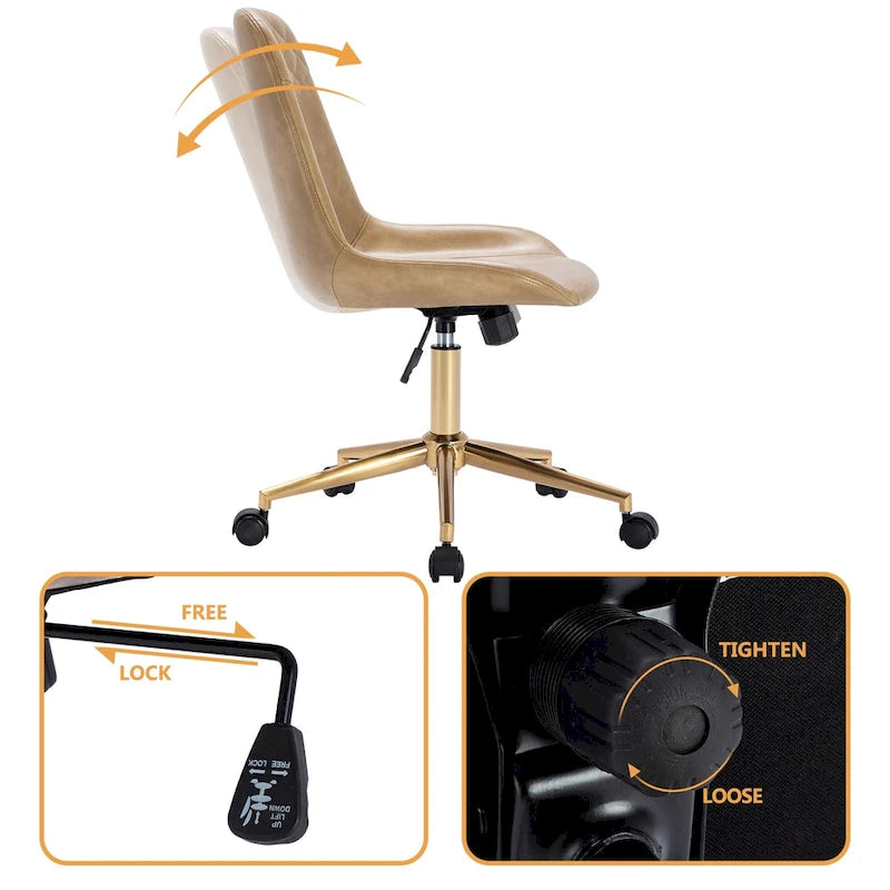 Curved Faux Leather Task Chair Air Lift Office Chair