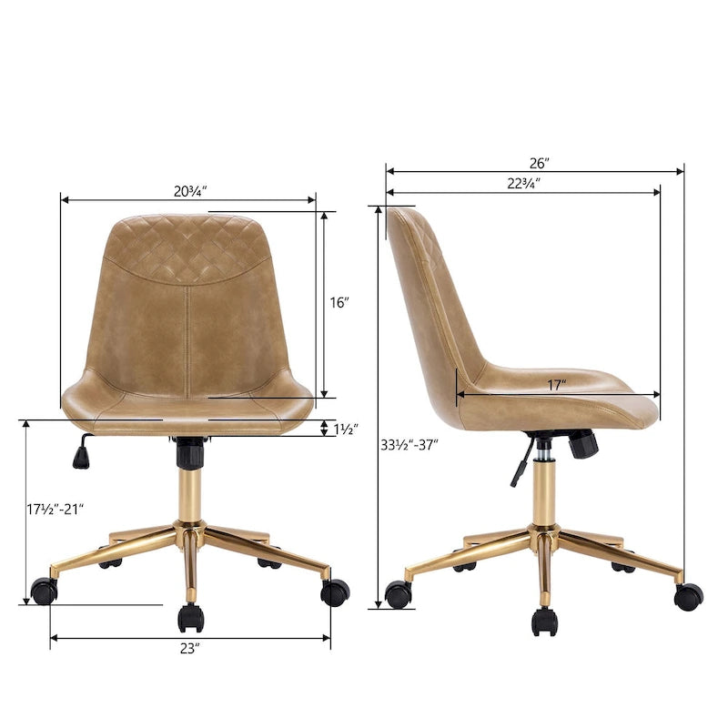 Curved Faux Leather Task Chair Air Lift Office Chair