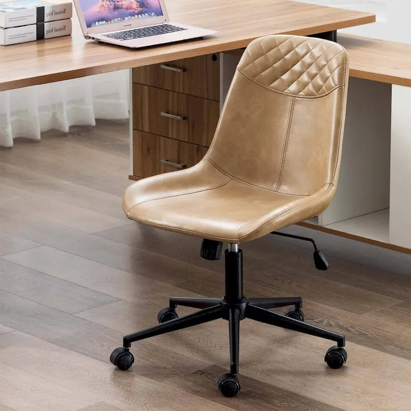Curved Faux Leather Task Chair Air Lift Office Chair
