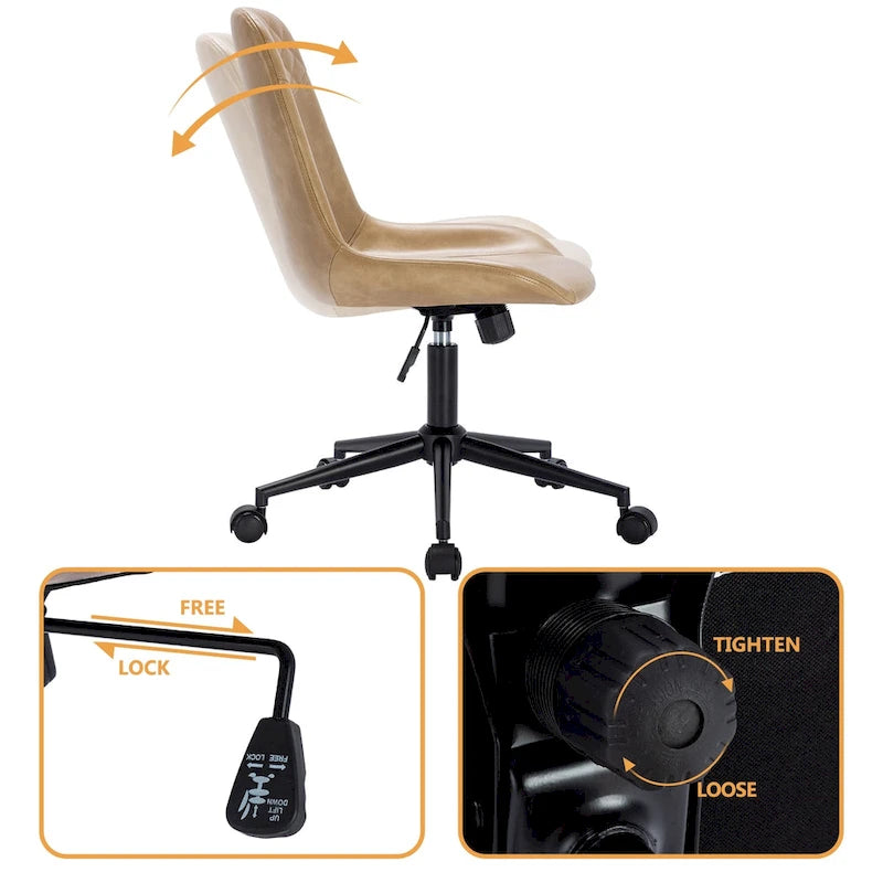 Curved Faux Leather Task Chair Air Lift Office Chair