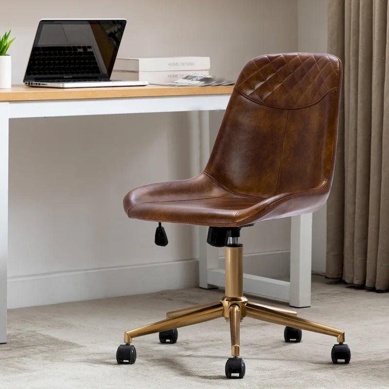 Curved Faux Leather Task Chair Air Lift Office Chair