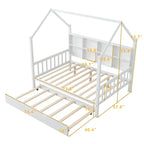 Full House Bed with Trundle and Shelf - Natural Wood