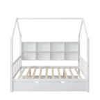 Full House Bed with Trundle and Shelf - Natural Wood