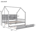 Full House Bed with Trundle and Shelf - Natural Wood