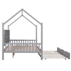 Full House Bed with Trundle and Shelf - Natural Wood