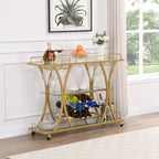 Bar Cart with Wine Rack Tempered Glass Metal Frame Wine Storage