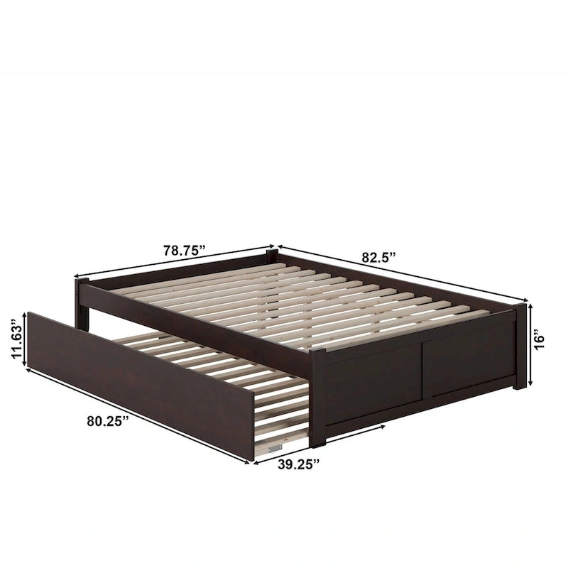 AFI Concord Wood King Platform Bed with Twin XL Trundle