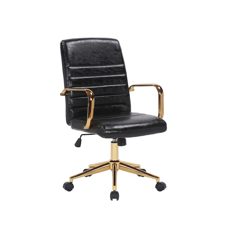 Porthos Home Franco Swivel Office Chair, PU Leather, Roller Wheels