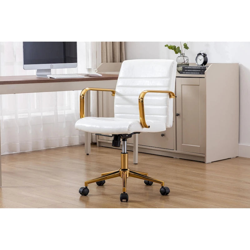 Porthos Home Franco Swivel Office Chair, PU Leather, Roller Wheels