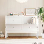 Queen Size Murphy Bed Chest with Desk, USB Port,Removable Shelves on Each Side