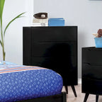 Fopp Mid-Century Modern Black Wood 3-Piece Platform Bedroom Set by Furniture of America