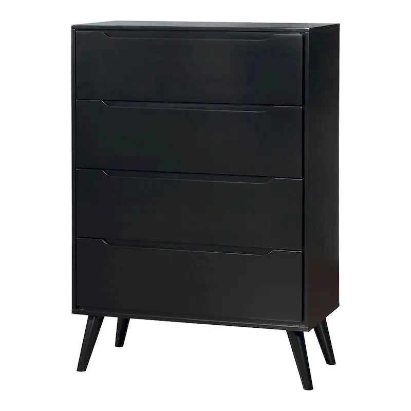 Fopp Mid-Century Modern Black Wood 3-Piece Platform Bedroom Set by Furniture of America