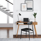 Nathan James Parker Walnut Desk with Open Storage and Small Drawer
