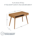 Nathan James Parker Walnut Desk with Open Storage and Small Drawer