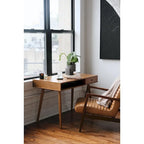 Nathan James Parker Walnut Desk with Open Storage and Small Drawer