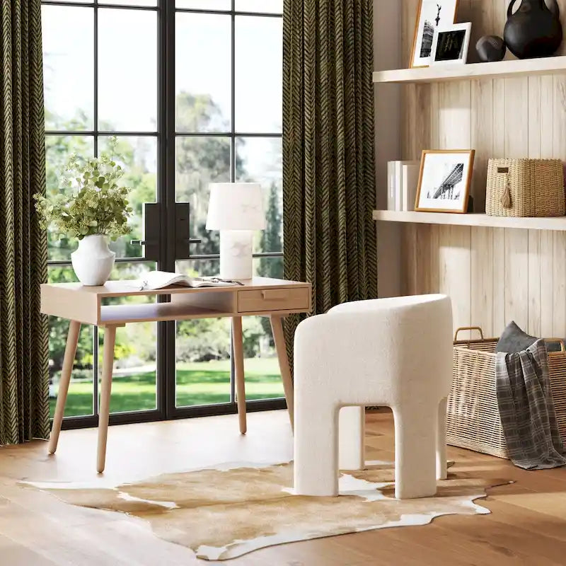 Nathan James Parker Walnut Desk with Open Storage and Small Drawer