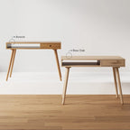 Nathan James Parker Walnut Desk with Open Storage and Small Drawer