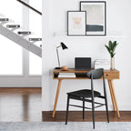 Nathan James Parker Walnut Desk with Open Storage and Small Drawer
