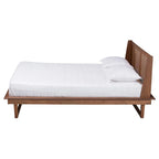 Aveena Mid-Century Modern Walnut Brown Finished Wood Platform Bed