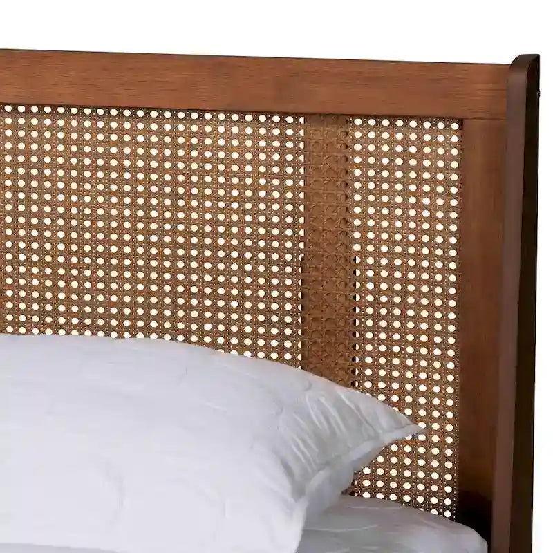 Aveena Mid-Century Modern Walnut Brown Finished Wood Platform Bed