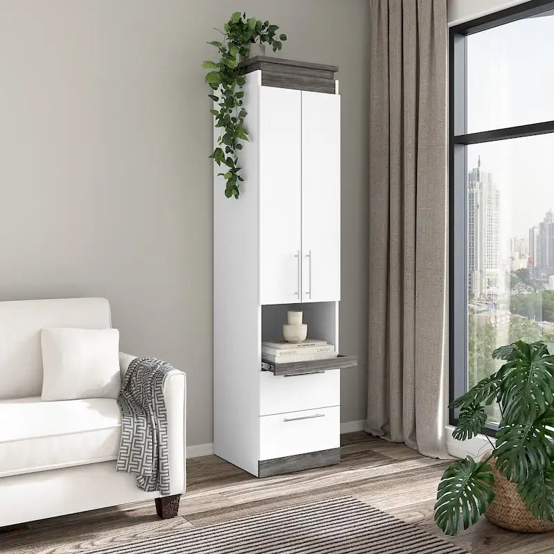 Orion Narrow Storage Cabinet with Drawers and Pull-Out Shelf by Bestar
