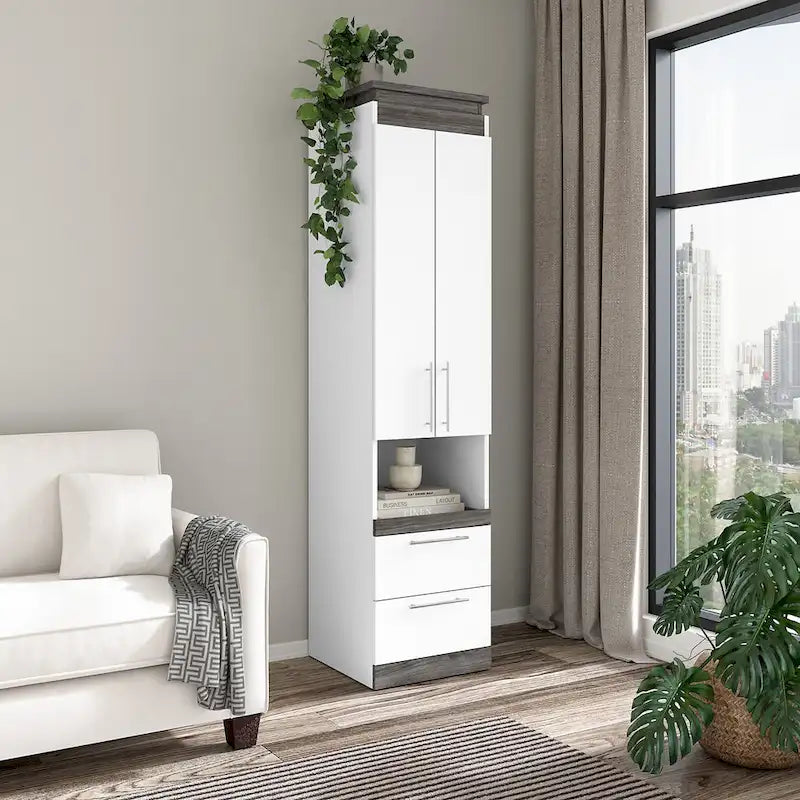 Orion Narrow Storage Cabinet with Drawers and Pull-Out Shelf by Bestar
