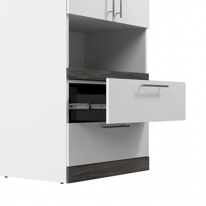 Orion Narrow Storage Cabinet with Drawers and Pull-Out Shelf by Bestar