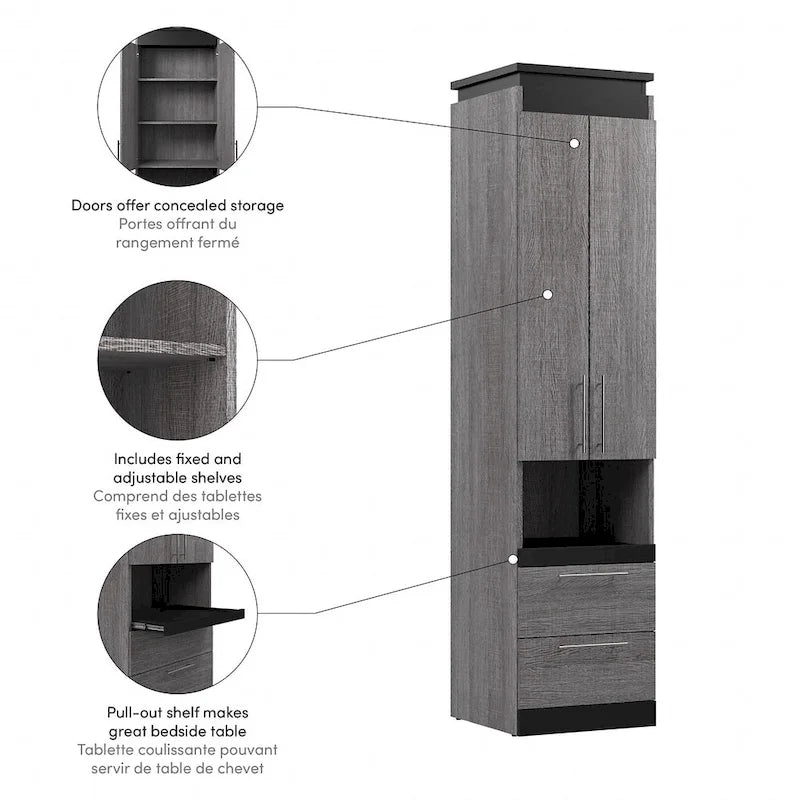 Orion Narrow Storage Cabinet with Drawers and Pull-Out Shelf by Bestar
