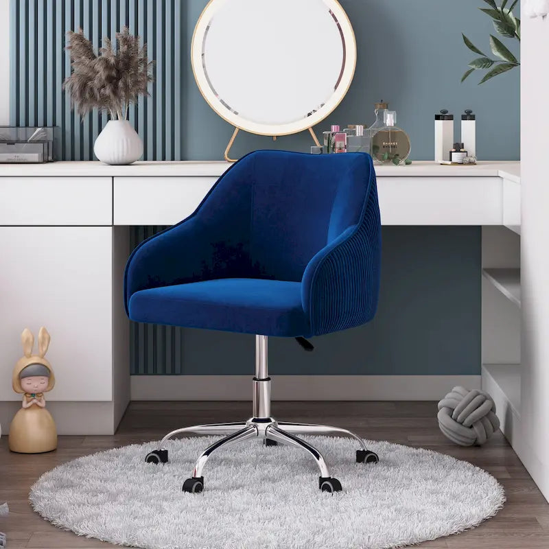 Office Chair - Velvet Upholstered - Chrome Base