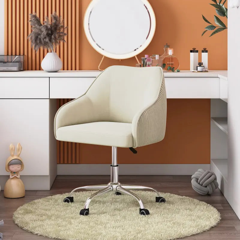 Office Chair - Velvet Upholstered - Chrome Base