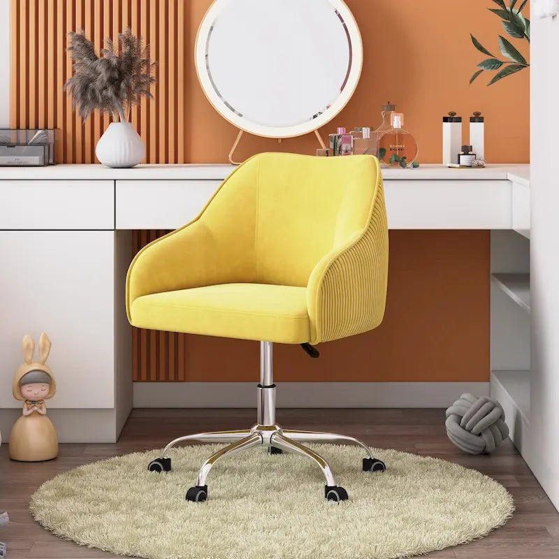 Office Chair - Velvet Upholstered - Chrome Base