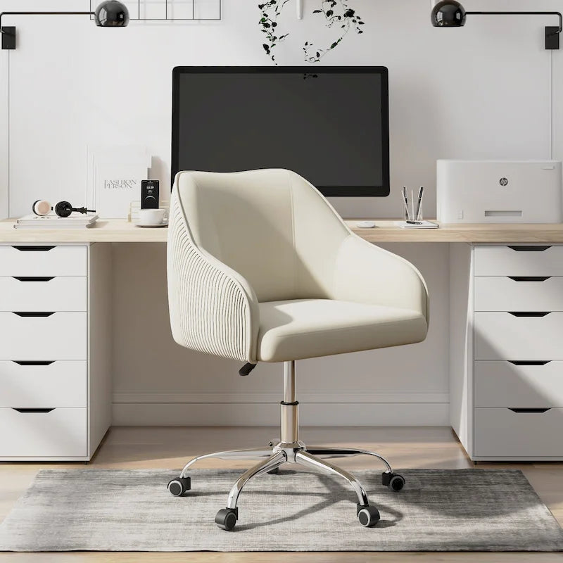 Office Chair - Velvet Upholstered - Chrome Base