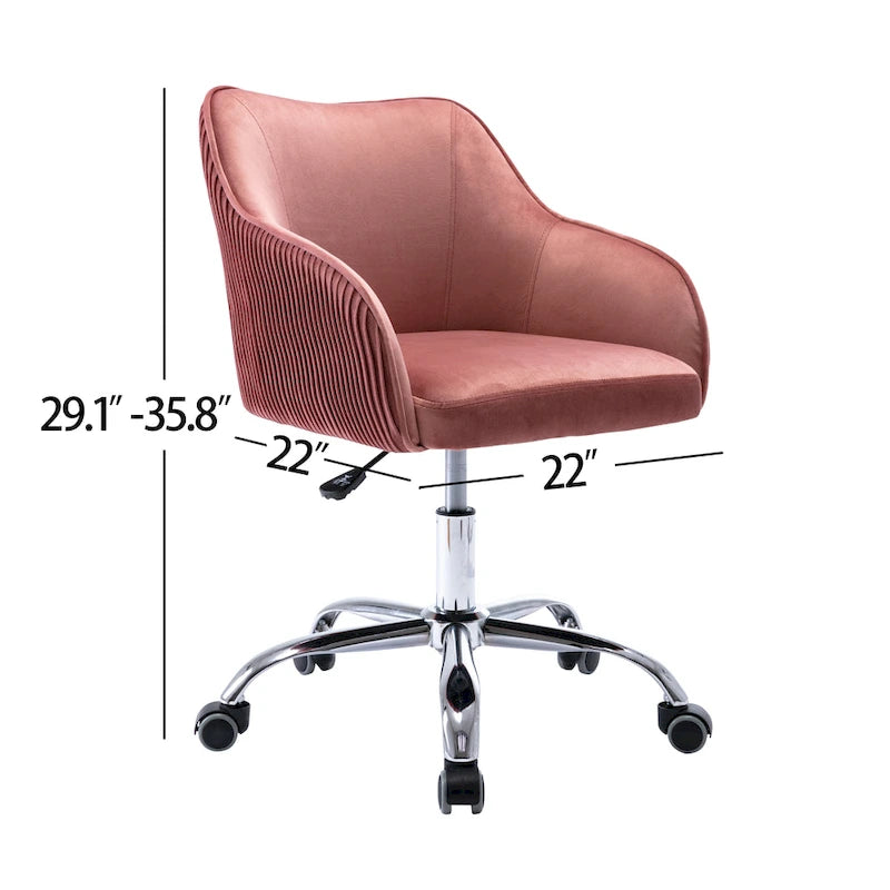 Office Chair - Velvet Upholstered - Chrome Base