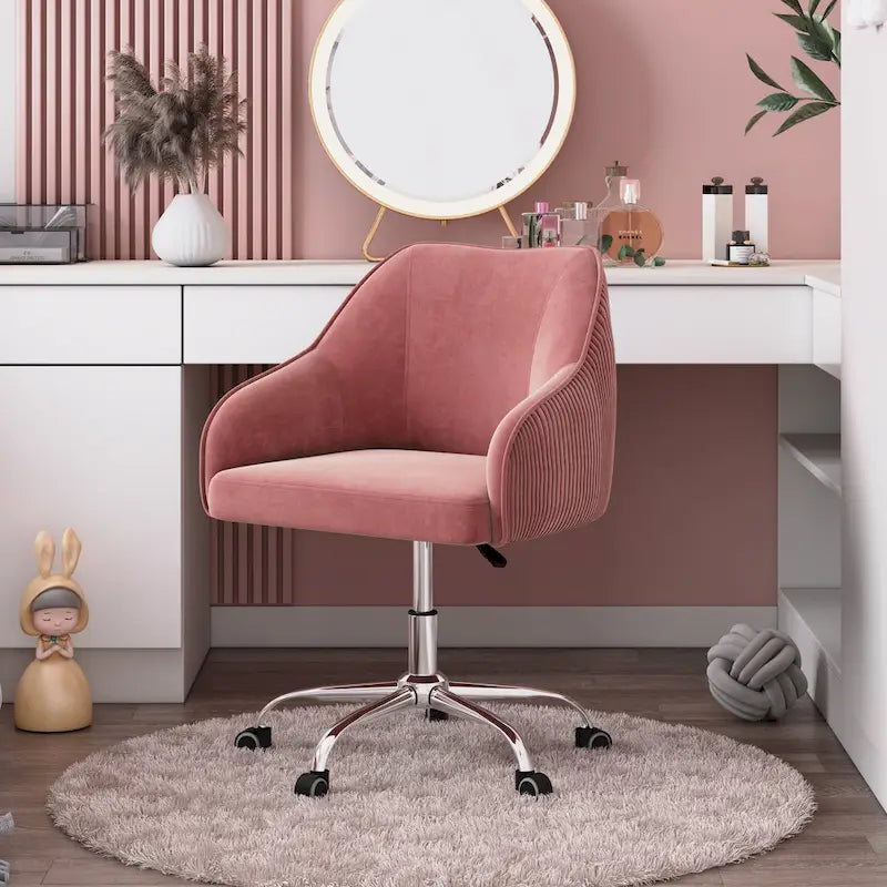 Office Chair - Velvet Upholstered - Chrome Base