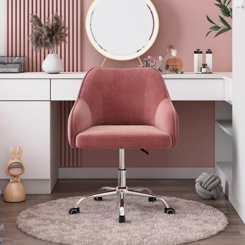 Office Chair - Velvet Upholstered - Chrome Base