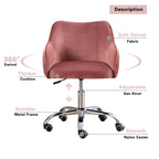 Office Chair - Velvet Upholstered - Chrome Base