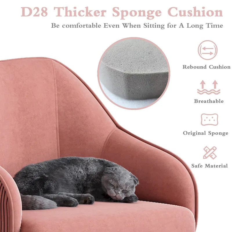 Office Chair - Velvet Upholstered - Chrome Base