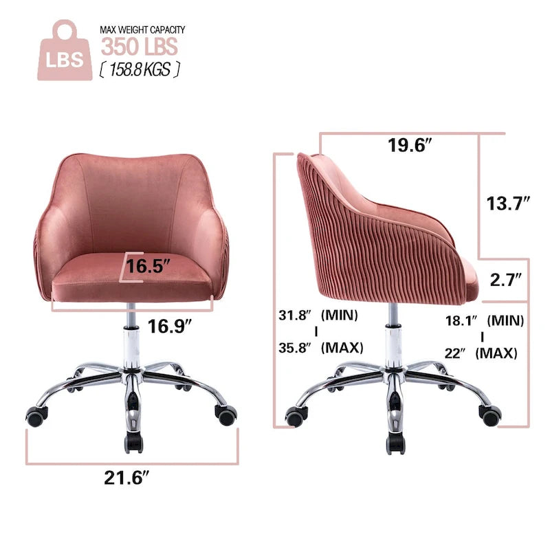 Office Chair - Velvet Upholstered - Chrome Base