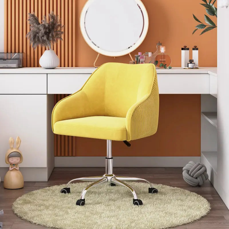 Office Chair - Velvet Upholstered - Chrome Base