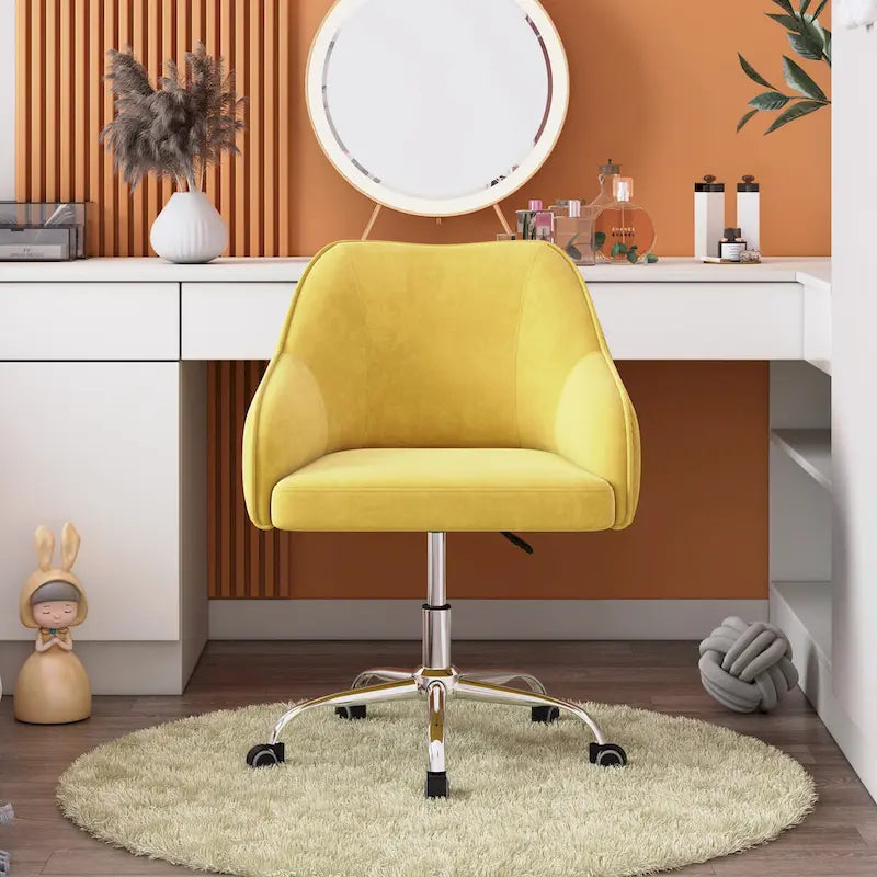 Office Chair - Velvet Upholstered - Chrome Base