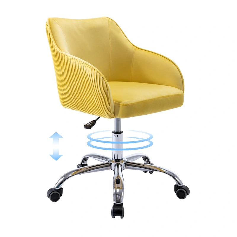 Office Chair - Velvet Upholstered - Chrome Base