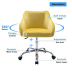 Office Chair - Velvet Upholstered - Chrome Base
