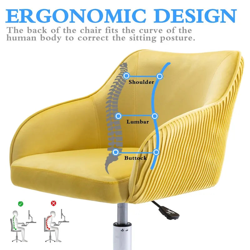 Office Chair - Velvet Upholstered - Chrome Base